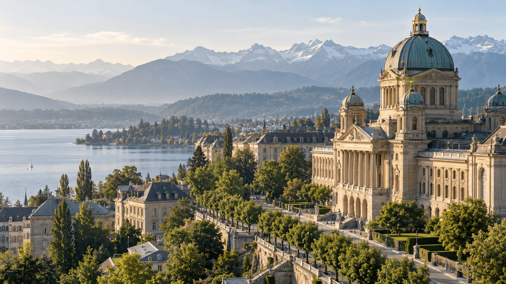 International civic and commercial landscape
